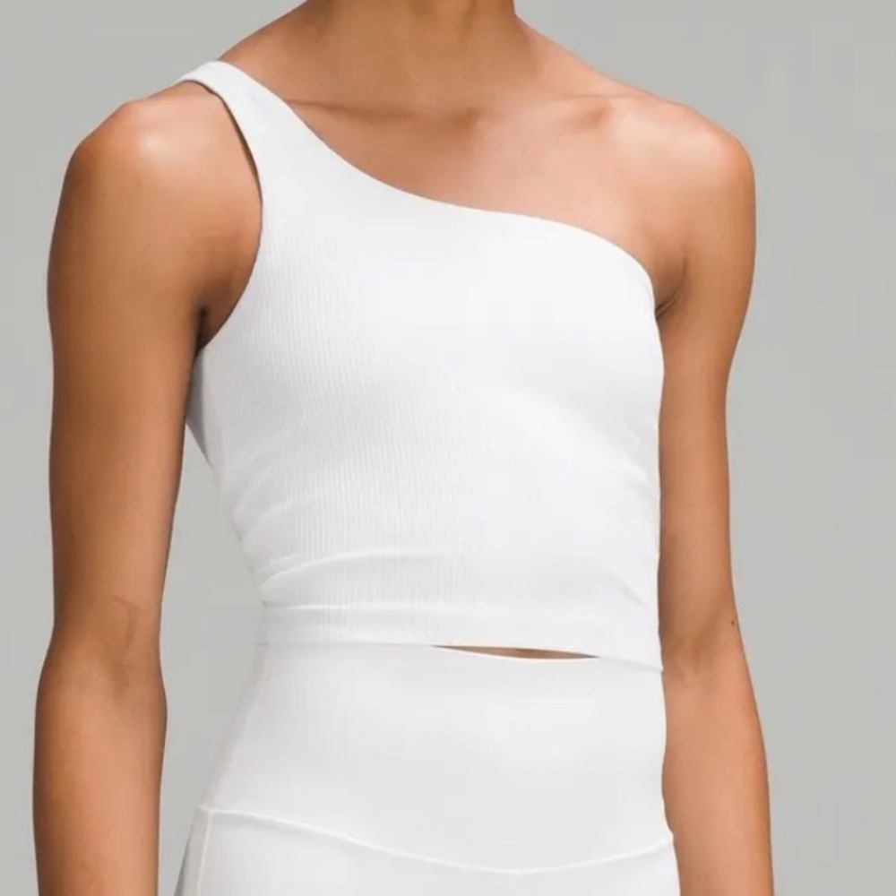 Lululemon Nulu Ribbed White Asymmetrical One Shoulder Tank